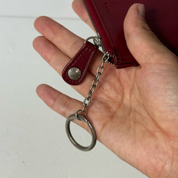 VTG Coach Leather Wallet Cardholder With Metal Zip Deep Red - Picture 5 of 10
